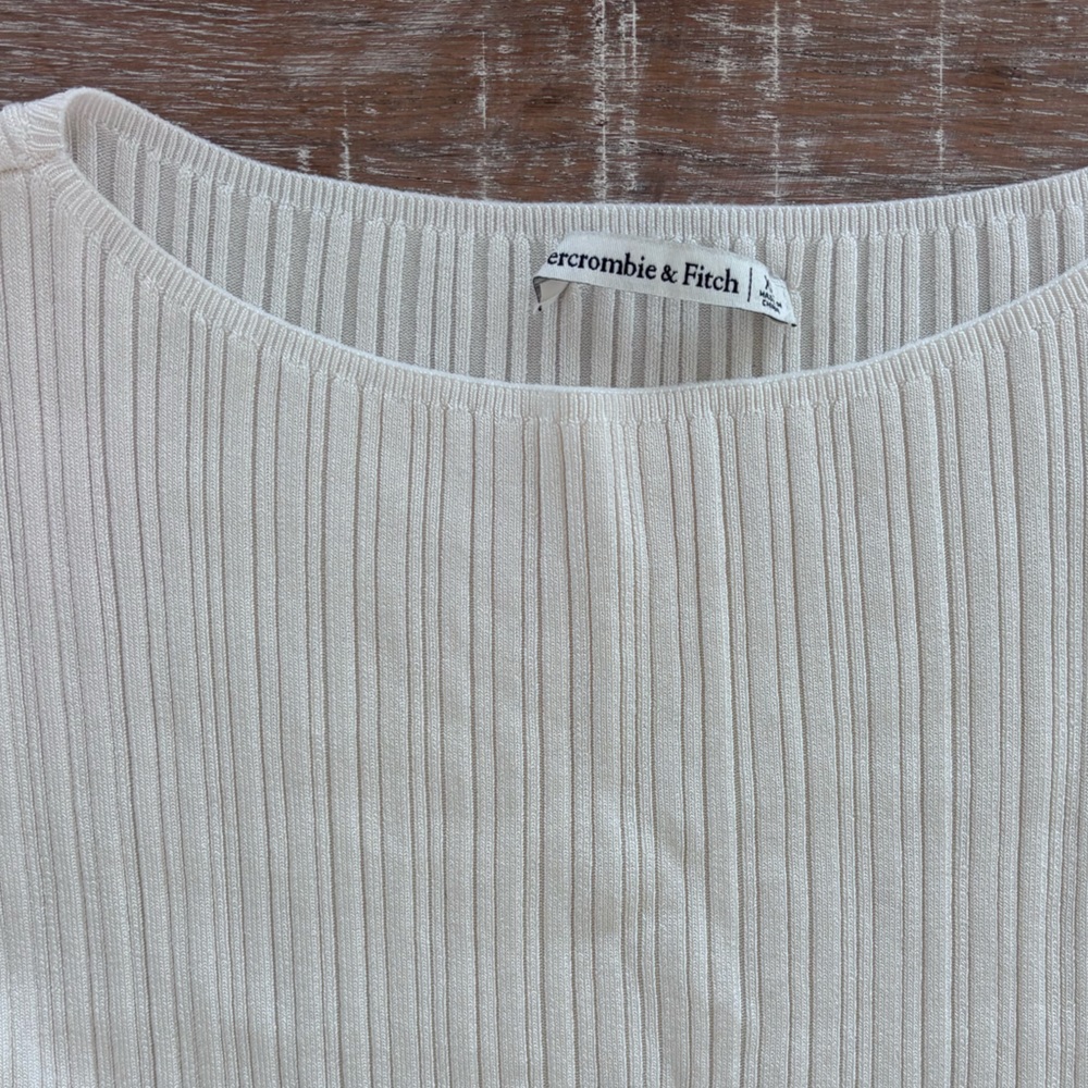Abercrombie & Fitch Ribbed Bodysuit Ivory Sleeveless - Picture 2 of 5
